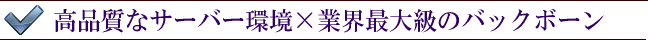ホスティング・ハウジングの自社運営×高品質バックボーン
